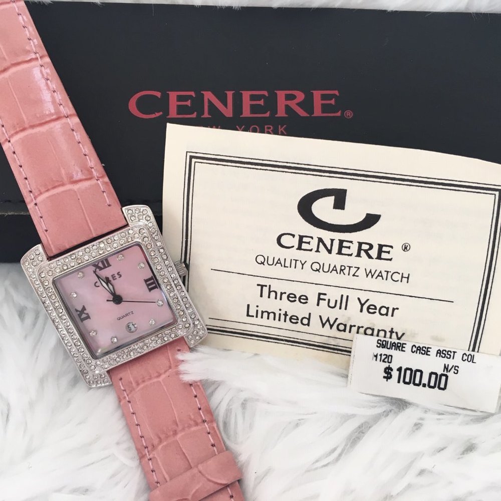 NWT Cenere Pink Crystal Quartz Watch